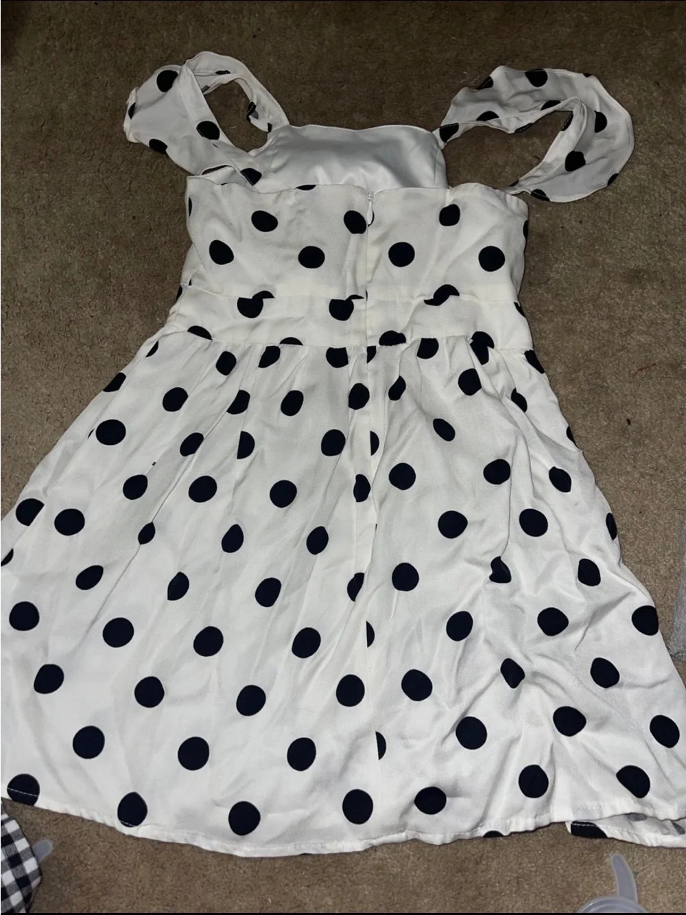 Bardot Polka Dot Tie-Front Mini Dress in White and Black